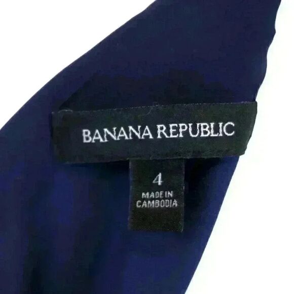 Banana Republic Blue Floral Sleeveless High Neck Fit & Flare Midi Dress Size 4 - Picture 4 of 8